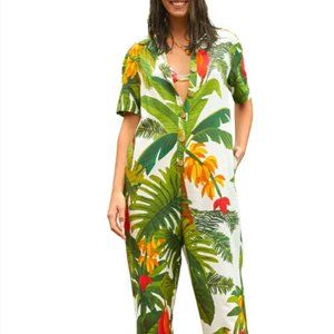 FARM Rio White Cocoa Forest Jumpsuit
